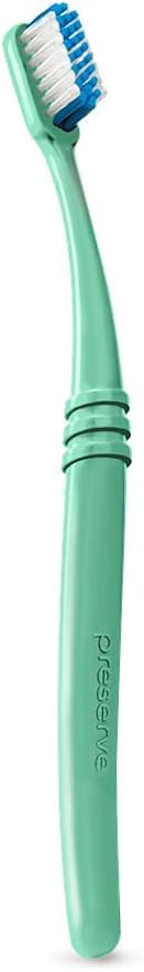 Preserve Ocean Plastic Initiative (POPI) Adult Toothbrush, Made in USA from Recycled Ocean Plastic, Neptune Green, Soft, 6 Count