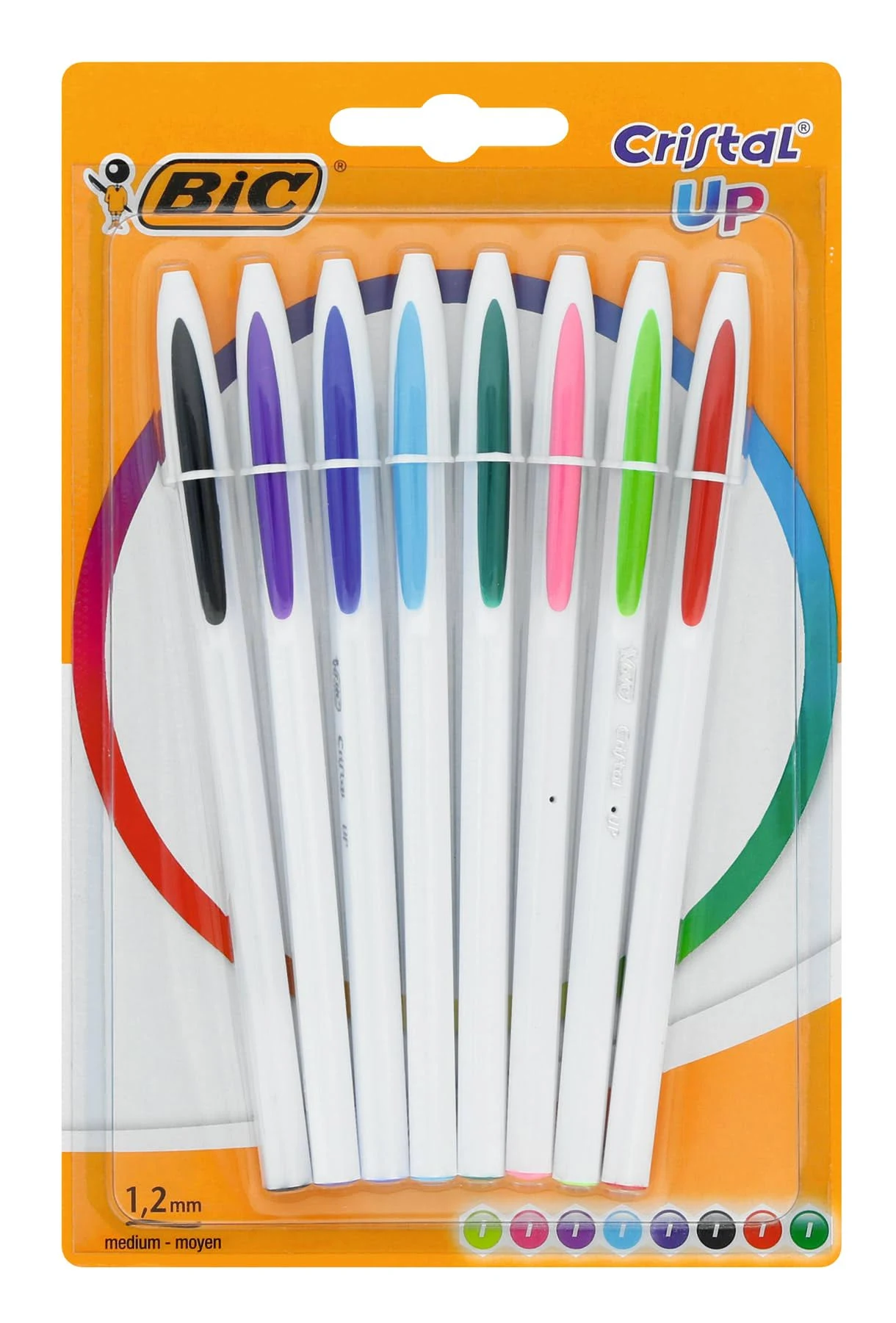 Bic Cristal Up Ballpoint Pens - Assorted Colours, Pack of 8