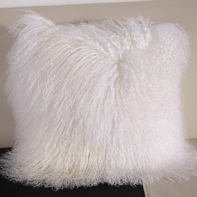 ROSE FEATHER Real 100% Tibetan Mongolian Lamb Sheepskin Wool Fur Super Soft P...