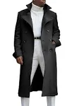 Ebifin Men's Double Breasted Cotton Blend Trench Coat