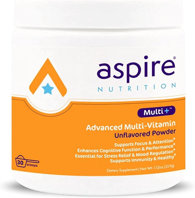 Aspire Nutrition Multi+ Multi-Vitamin Powder (Unflavored) Containing Professional-Strength and Premium Vitamins, Minerals, and Nutrients