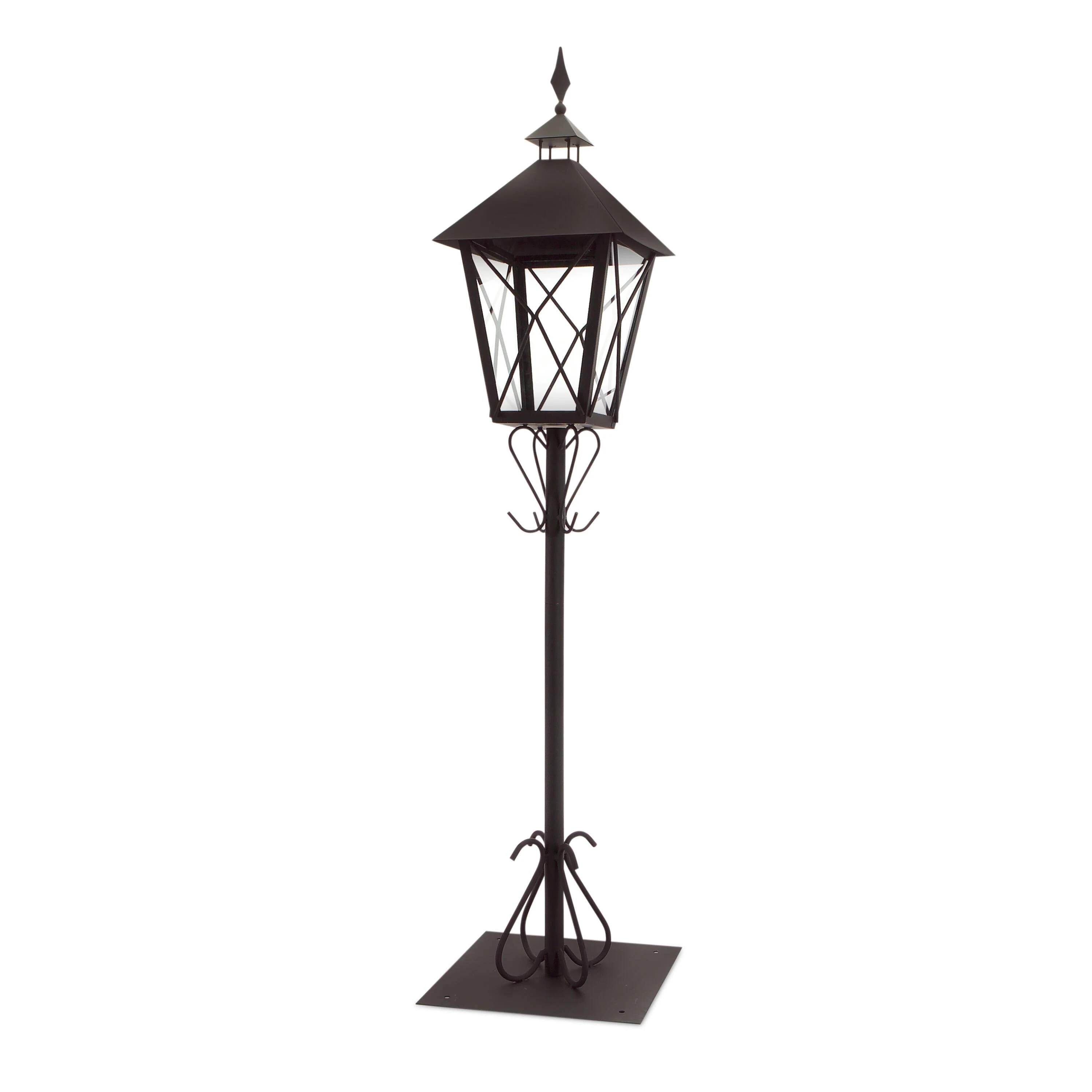 Lantern With Post 67"H Iron/Glass