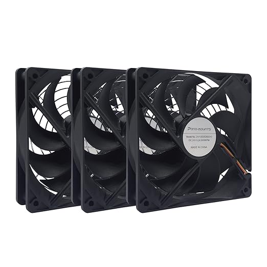 3-Pack 120mm 24V DC High Airflow Computer PC Case Fan 3Pin Dual Ball Bearing ...