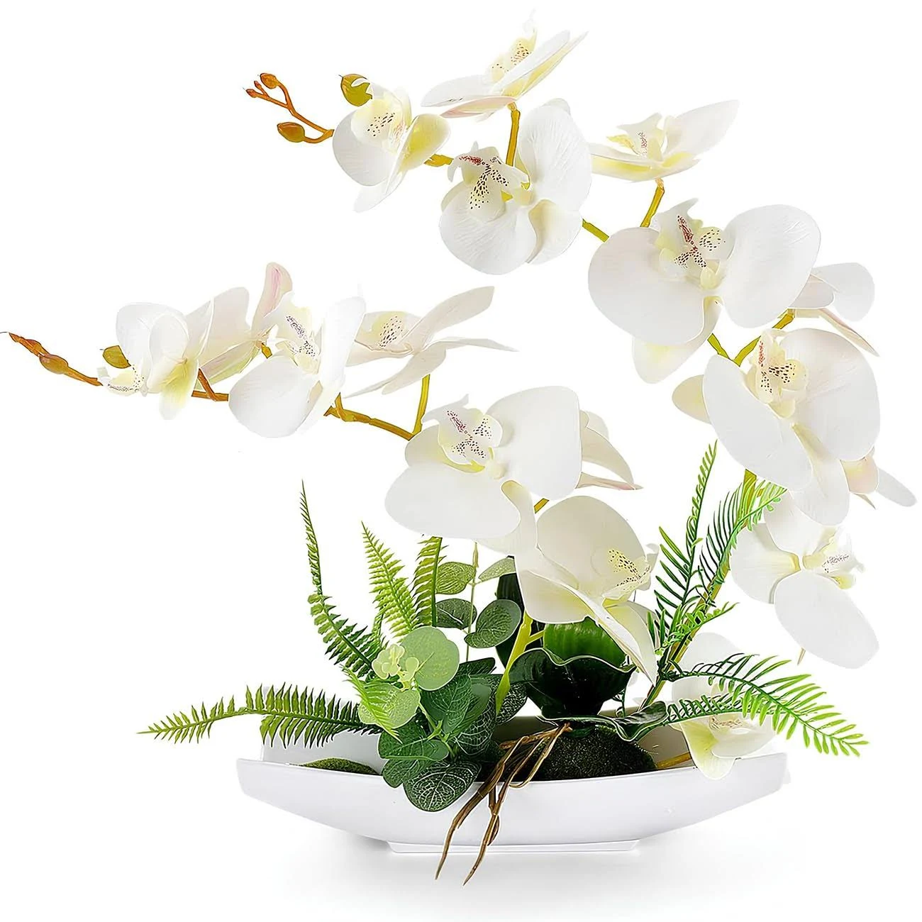 YOBANSA Orchid Bonsai Artificial Flowers with Imitation Porcelain Flower Pots...