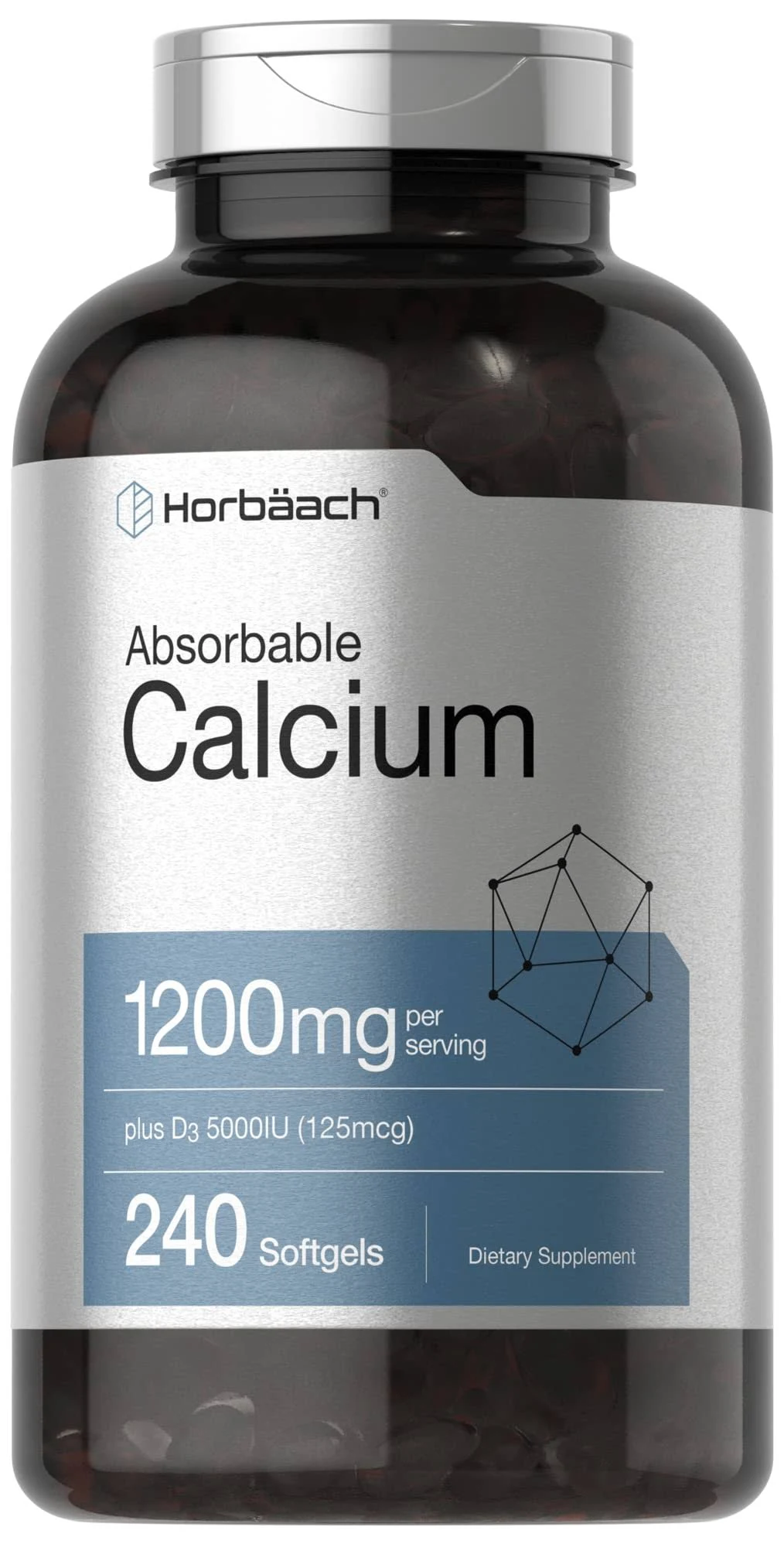 Calcium 1200mg per serving with Vitamin D-3 | 240 Softgels