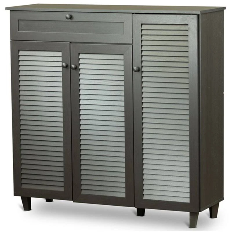 Bowery Hill Contemporary 3 Door Shoe Cabinet