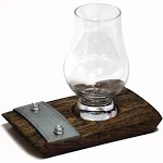 Barrel-art CoastM1 Whiskey Coaster with Metal Glencairn Glass