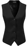 \U0001d17aWOMEN&#x27;S Lined V-Neck Suit Vest Waistcoat Black