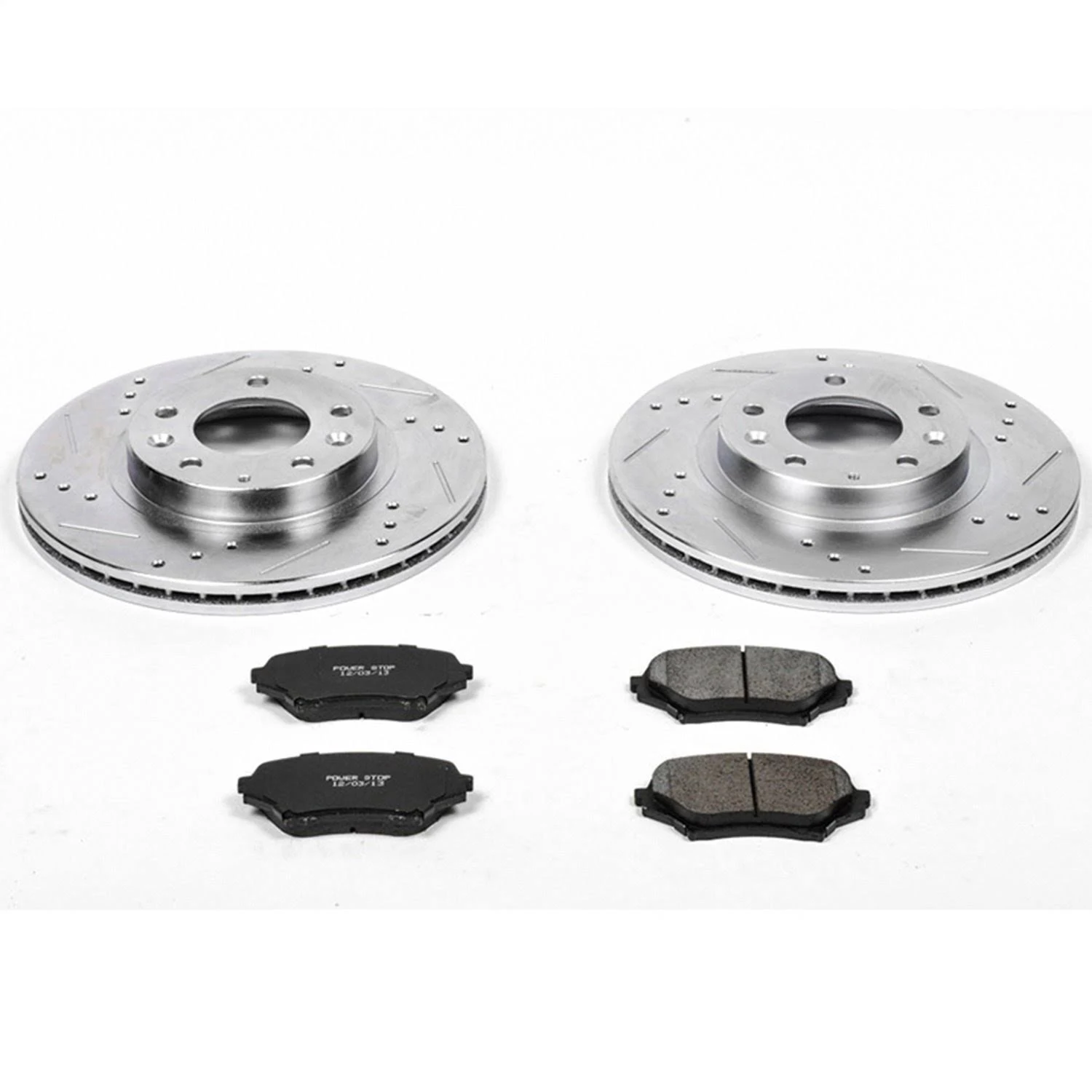 Power Stop K4659 Front Z23 Carbon Fiber Brake Pads with Drilled & Slotted Brake Rotors Kit