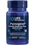 Life Extension Pycnogenol French Maritime Pine Bark Extract, 100 Mg - For Antioxidant & Vascular Health & Circulation - Gluten Free, Non-GMO - 60 Vegetarian Capsules