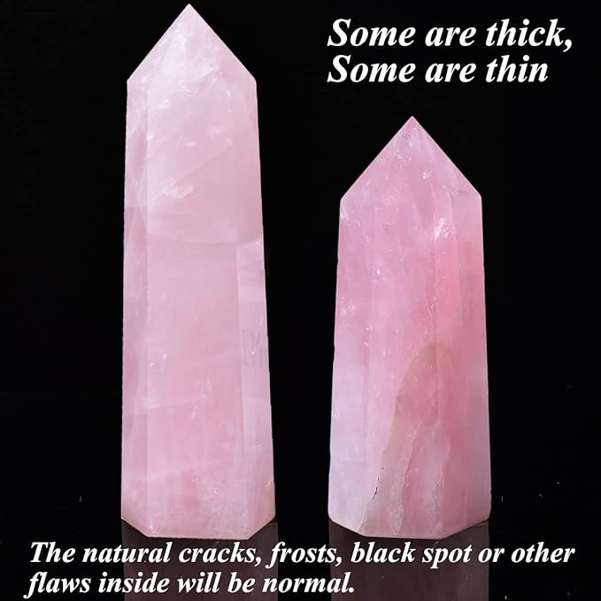 MOGEMT Large Rose Quartz Healing Crystal Wand Point Obelisk Tower 6 Faceted Reik