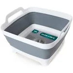 FOSJGO Dish Basin Collapsible with Drain Plug Carry Handles for 9 L Capacity,