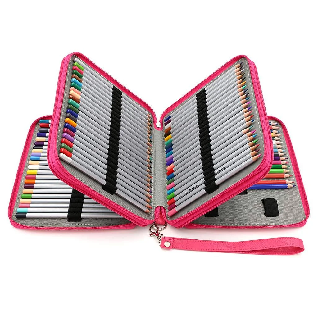 BTSKY Deluxe PU Leather Pencil Case for Colored Pencils - 120 Slot Pencil Holder