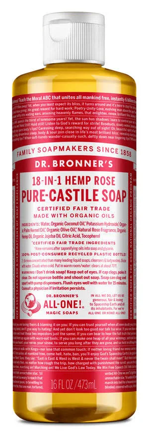 Dr. Bronner's Pure-Castile Liquid Soap – Rose – 32 oz