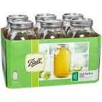 Ball Wide Mouth 64oz Half Gallon Mason Jars with Lids & Bands, 6 Count