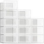 12 Pack Shoe Storage Box,Clear Shoe Boxes Stackable Shoe Organizer for Closet Shoe Containers Shoe Box Storage Containers Plastic Shoe Boxes with Lids