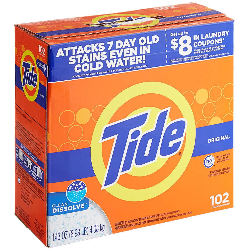 Tide Powder Laundry Detergent, Original Scent, 143 oz Box, 2/Carton