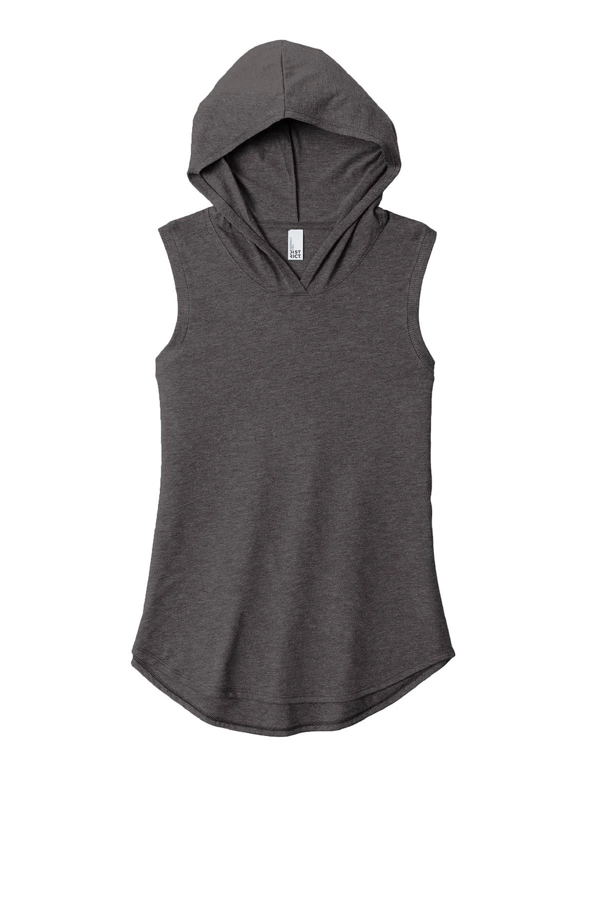 District DT1375 Women's Perfect Tri Sleeveless Hoodie - Heathered Charcoal - M