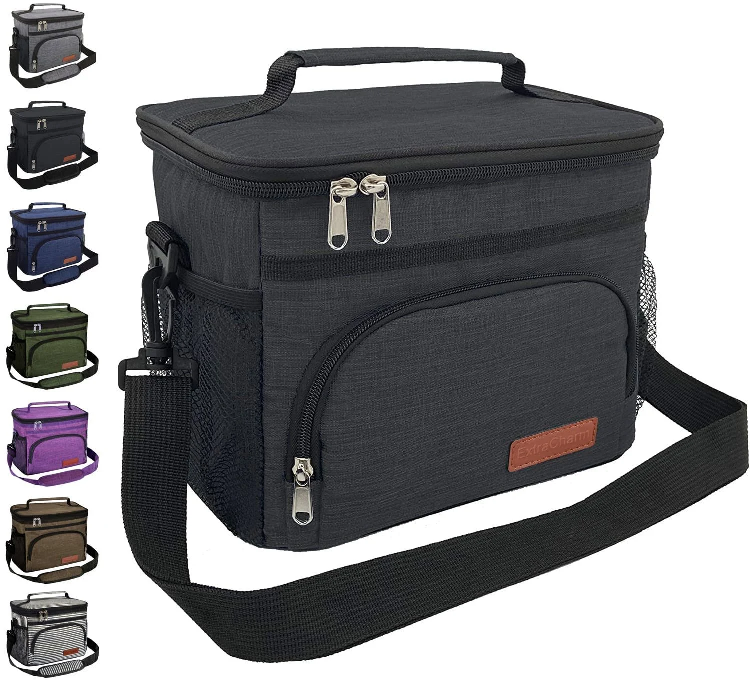 Large Insulated Lunch Bag with Adjustable Shoulder Strap