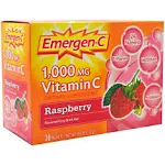 Emergen-C Vitamin C 1000mg Powder (30 Count, Raspberry Flavor, 1 Month Supply), With Antioxidants, B Vitamins and Electrolytes, Dietary Supplement Fizzy Drink Mix, Caffeine Free