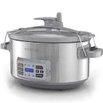 BLACK+DECKER 7-Quart Digital Slow Cooker with Temperature Probe, Stainless,