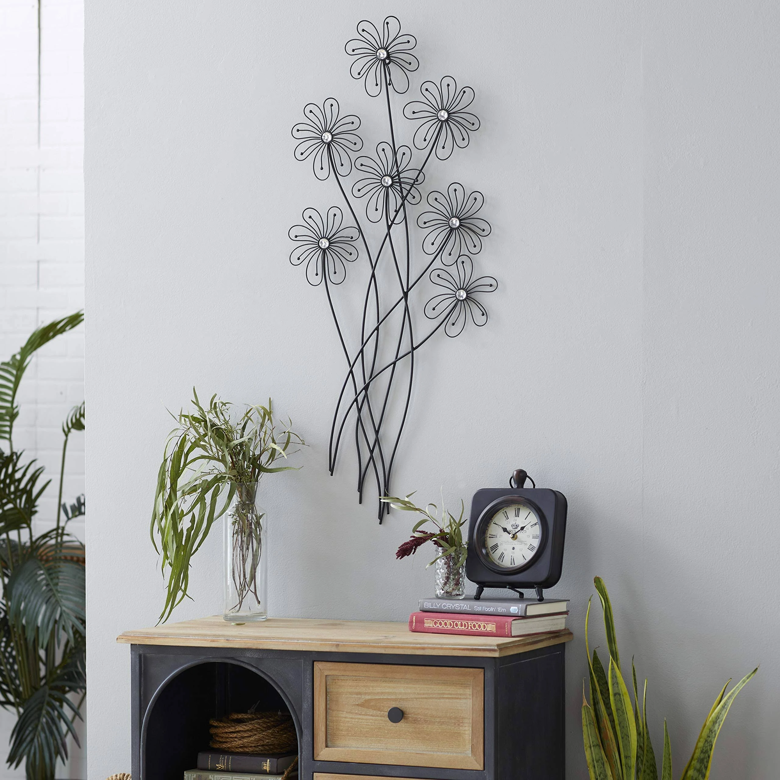 Juniper + Ivory 40 In. x 19 In. Modern Floral Wall Decor Black Metal - Juniper + Ivory 64650