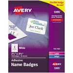 Avery Flexible Printable Name Tags, 2-1/3" x 3-3/8" Rectangle Labels, White, 400 Removable Name Badges (05395)