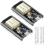 KeeYees ESP32S ESP32 Development Board 2.4 GHz Dual Core WLAN WiFi + Bluetooth 2-in-1 Microcontroller ESP-WROOM-32 Chip for Arduino (38PIN Narrow Version, 2PCS)