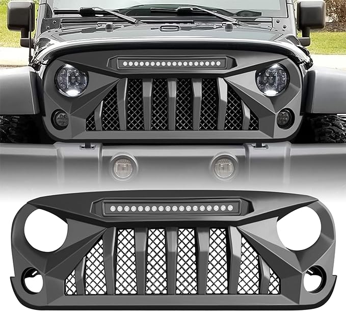 American Modified Matte Black Front Gladiator Vader Grill for 2007-2018 Jeep ...