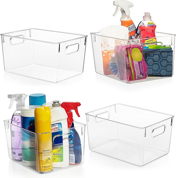 ClearSpace Plastic Storage Bins – Perfect Kitchen Organization or Pantry Storage – Fridge Organizer