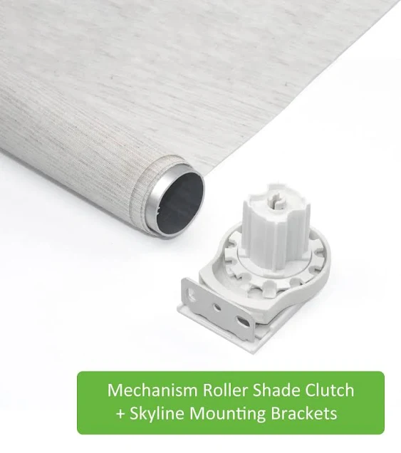 Roller Shade Brackets with Mechanism Roller Shade Clutch+Skyline Mounting Brackets + End Plug for 1 1/4" Tube, White