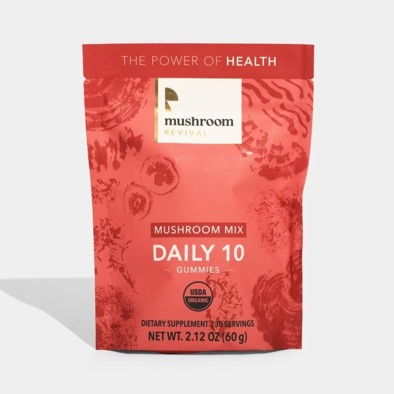 Mushroom Revival, Organic, Daily 10 Mushroom Mix Gummies, 2.12 Ounces, Non-GMO, Vegan, Gluten Free, Keto, Dairy Free