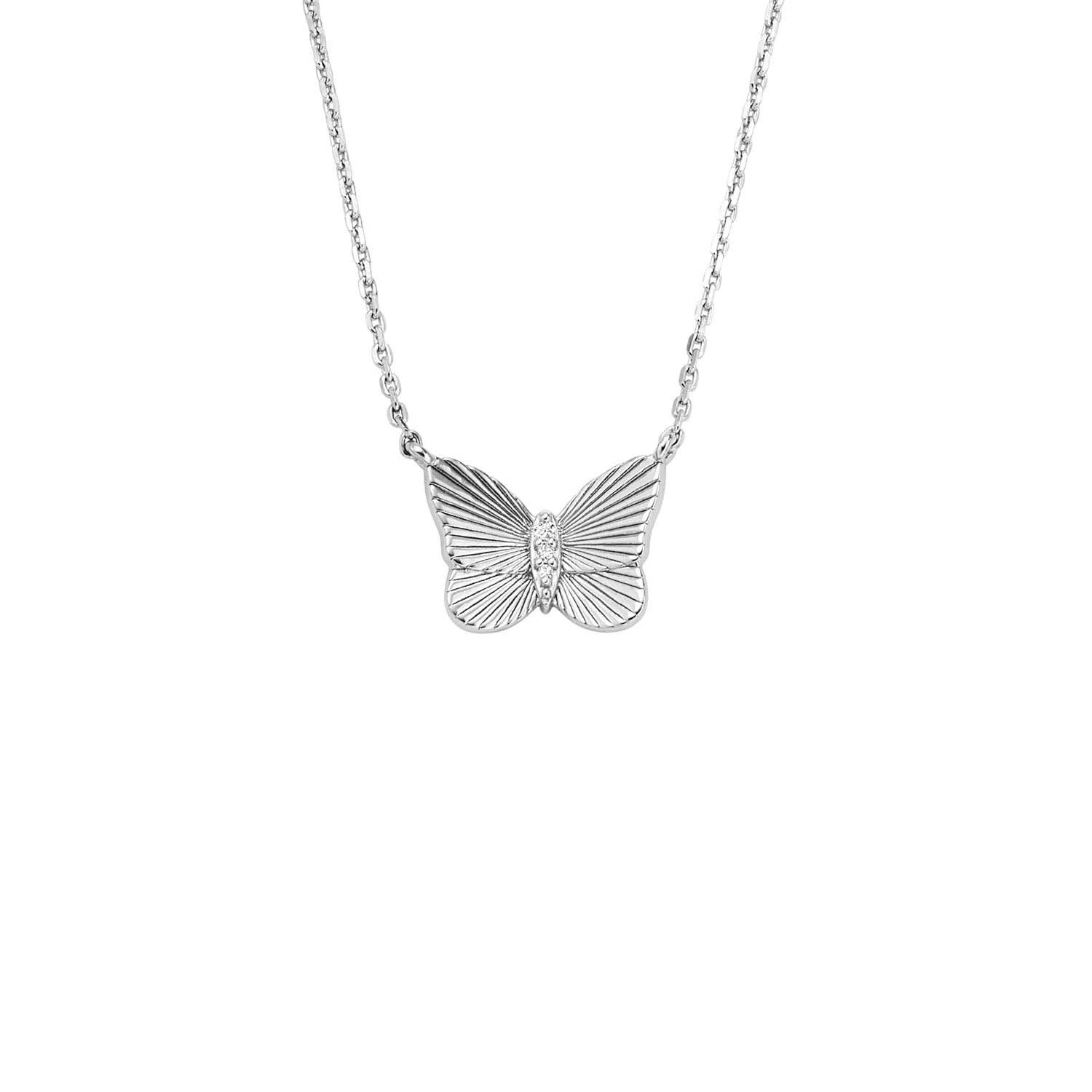 Fossil Women's Sterling Silver Butterflies Chain Necklace - Silver