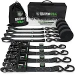 Rhino USA 1.6in x 8ft HD Ratchet Tie-Down Set (4 Pack) Gray