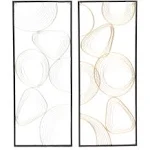 Gold and Silver Abstract Rectangular Metal Wall Decor, Set of 2