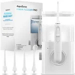 AquaSonic Aqua Flosser PRO | Professional Water Flosser with Large Capacity Reservoir | Oral Irrigator w/ 2 Modes, 10 Levels of Water Pressure, 4 Included Tips | Sleek & Compact | Dentist Recommended