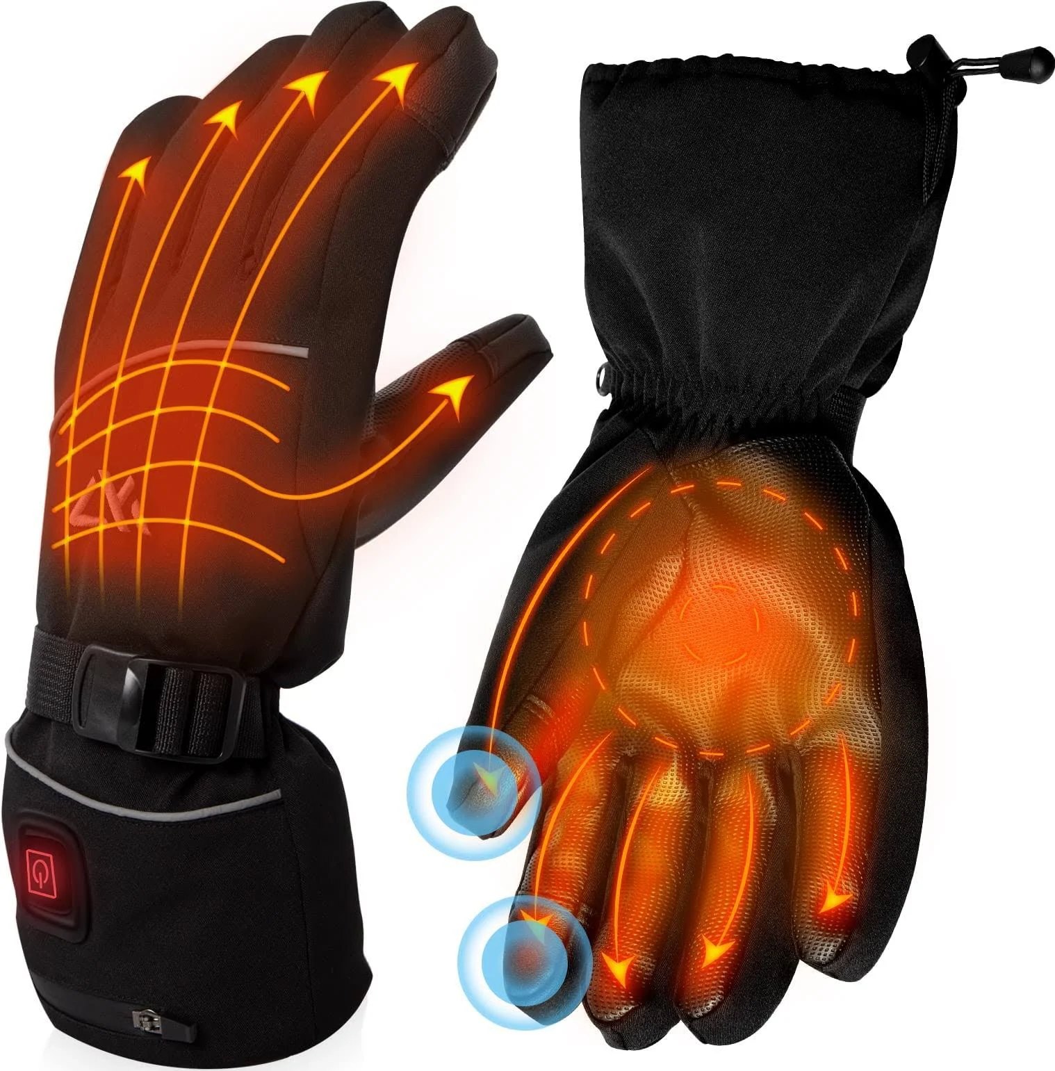 AKASO Heated Gloves for Men Women, Electric Heated Ski Gloves with 3 Heating Modes, Thermal Insulation Winter Hand Warmers with Rechargeable Battery-Overheating Protection- Best Gift