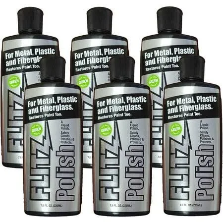 Flitz LQ 04587-6A Metal, Plastic and Fiberglass Liquid Polish, 7.6 oz. Bottle, 6-Pack, Black