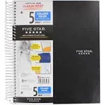 Five Star 5 Subject College Ruled Notebook, Black