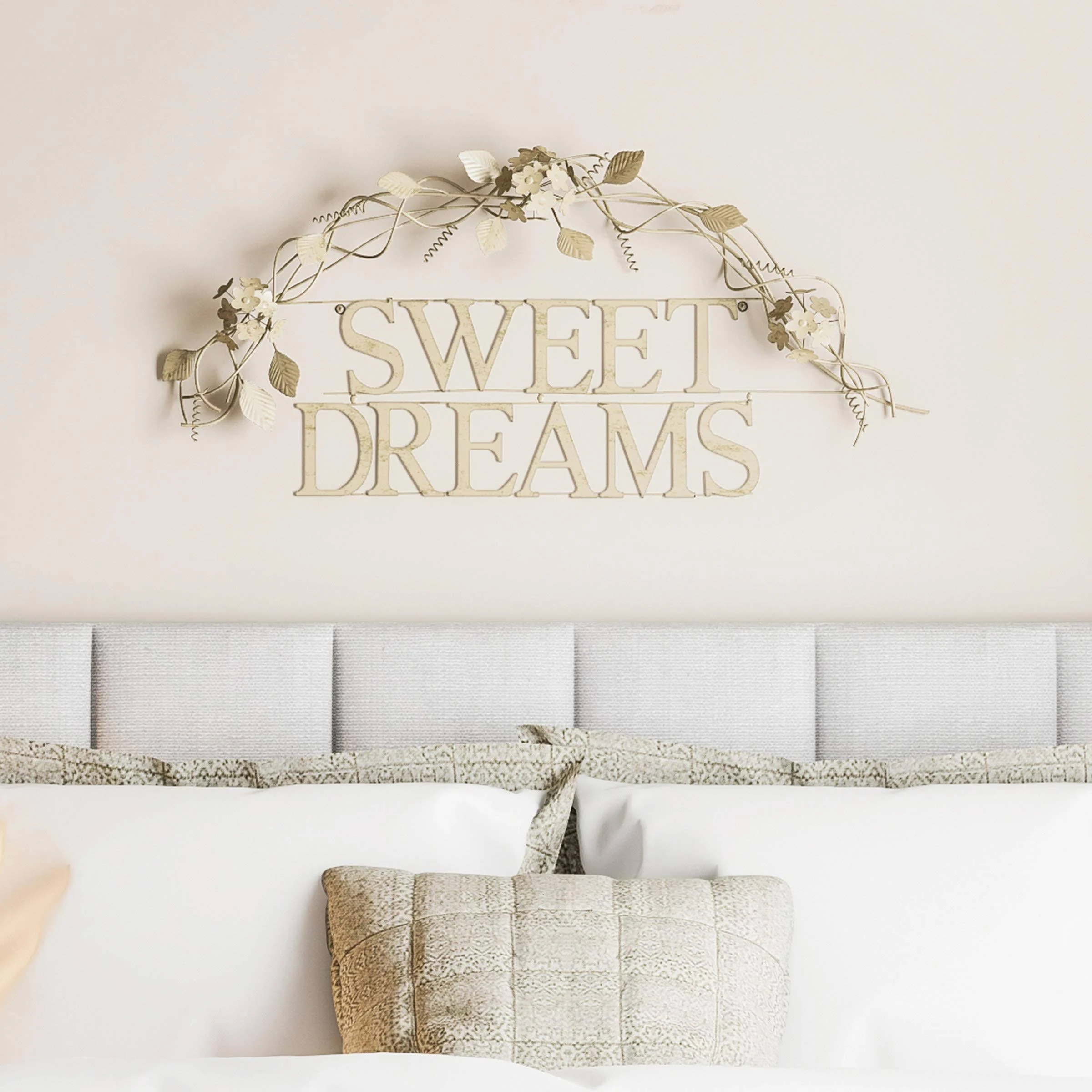 Lavish Home Bedroom Wall Decor - Sweet Dreams Decorative Wall Sign - Home Accent 3D Word Art - Modern Rustic or Vintage Farmhouse Style (White)