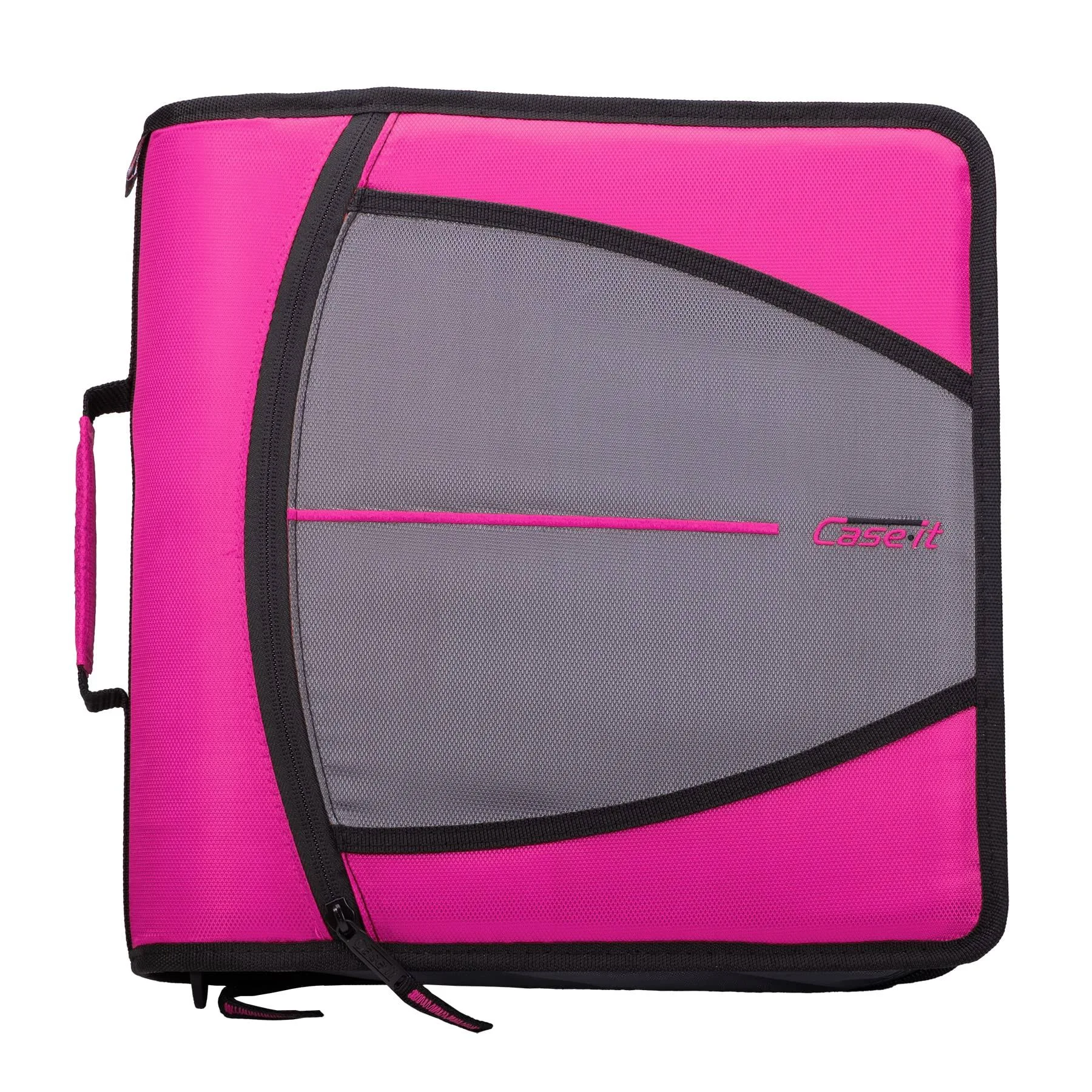 Case·it Mighty Zip Tab O-Ring Binder, 3 Inches, Magenta