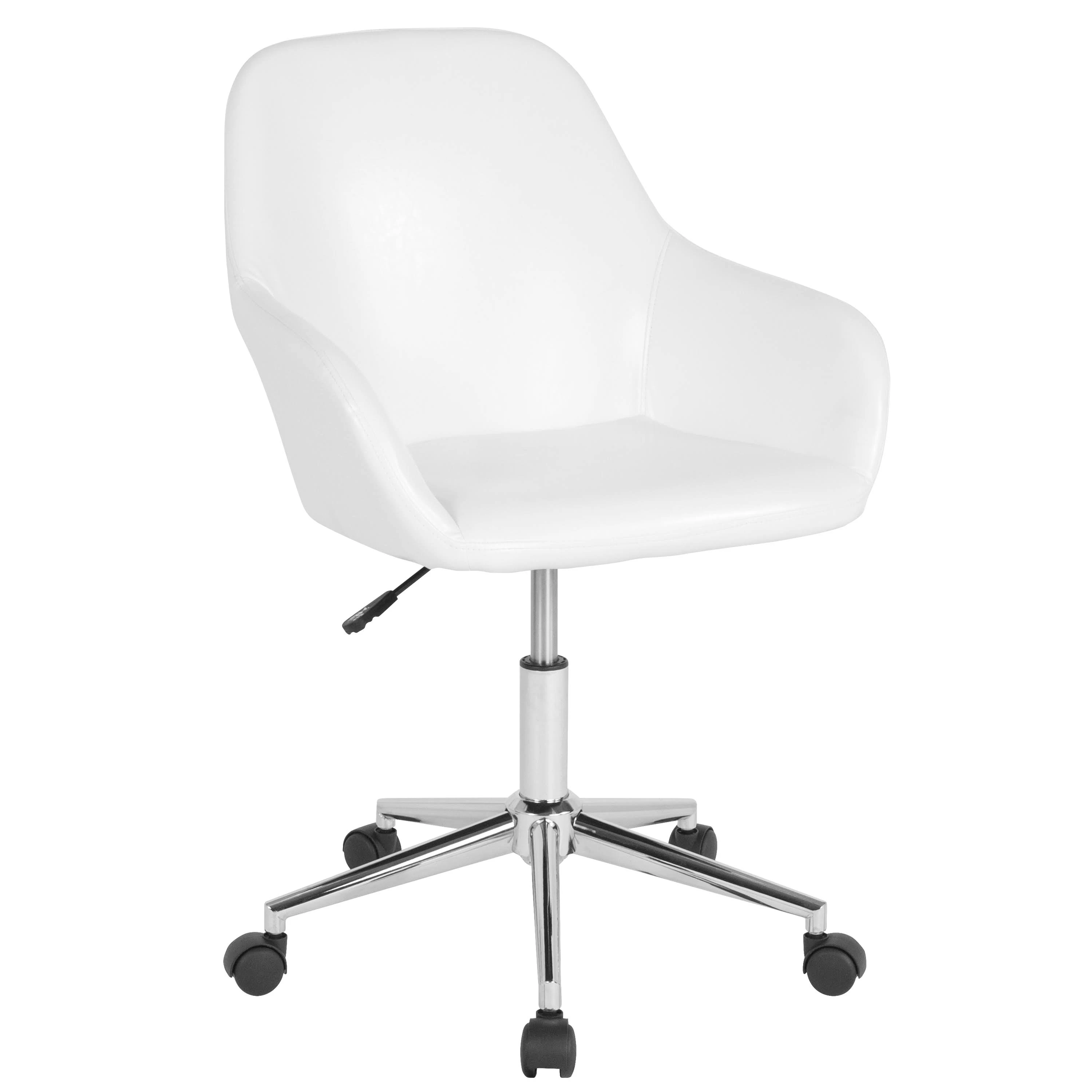 Flash Furniture Cortana Home and Office Mid-Back Chair in White LeatherSoft