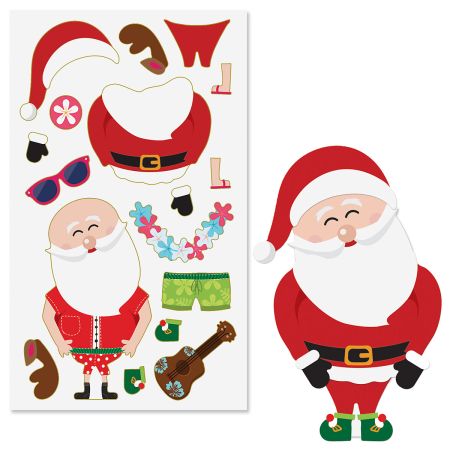 Build-Your-Own Santa Christmas Stickers Sheets, Makes 12 Santas