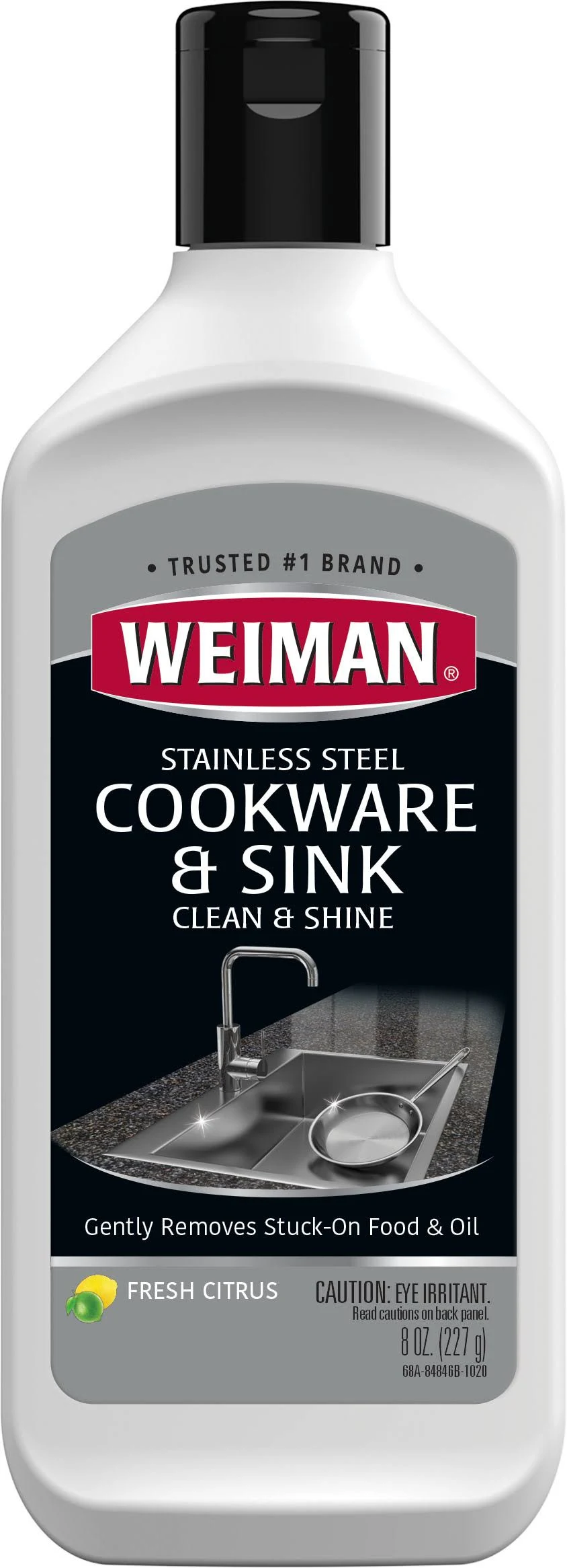 Weiman Stainless Steel Sink and Cookware Cleaner and Polish with Microfiber Cloth - 8 Ounce