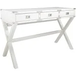 OSP Home Furnishings Wellington 46-Inch Writing Desk with Power Hub and 3 Storage Drawers, White