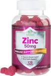 Zinc Gummies for Adults 50 mg - High Absorption Bone Skin & Immune Health Support Gummy & Antioxidant Chewable Supplement - Non-GMO, Vegan & Gluten Free Zinc Vitamin, Mixed Berry Flavor - 120 Gummies