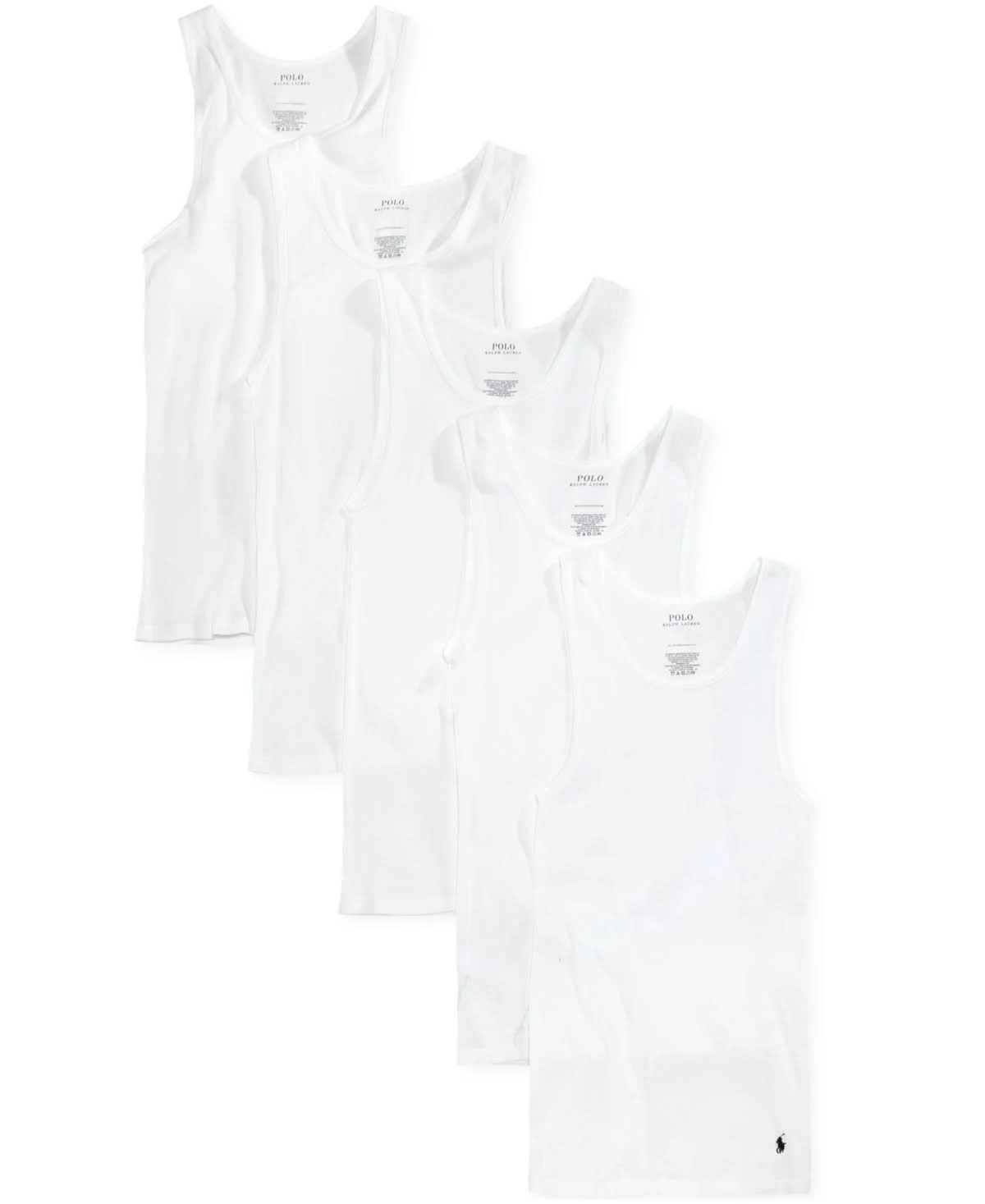 Polo Ralph Lauren Cotton Ribbed Classic Fit Tanks, Pack of 5 - White