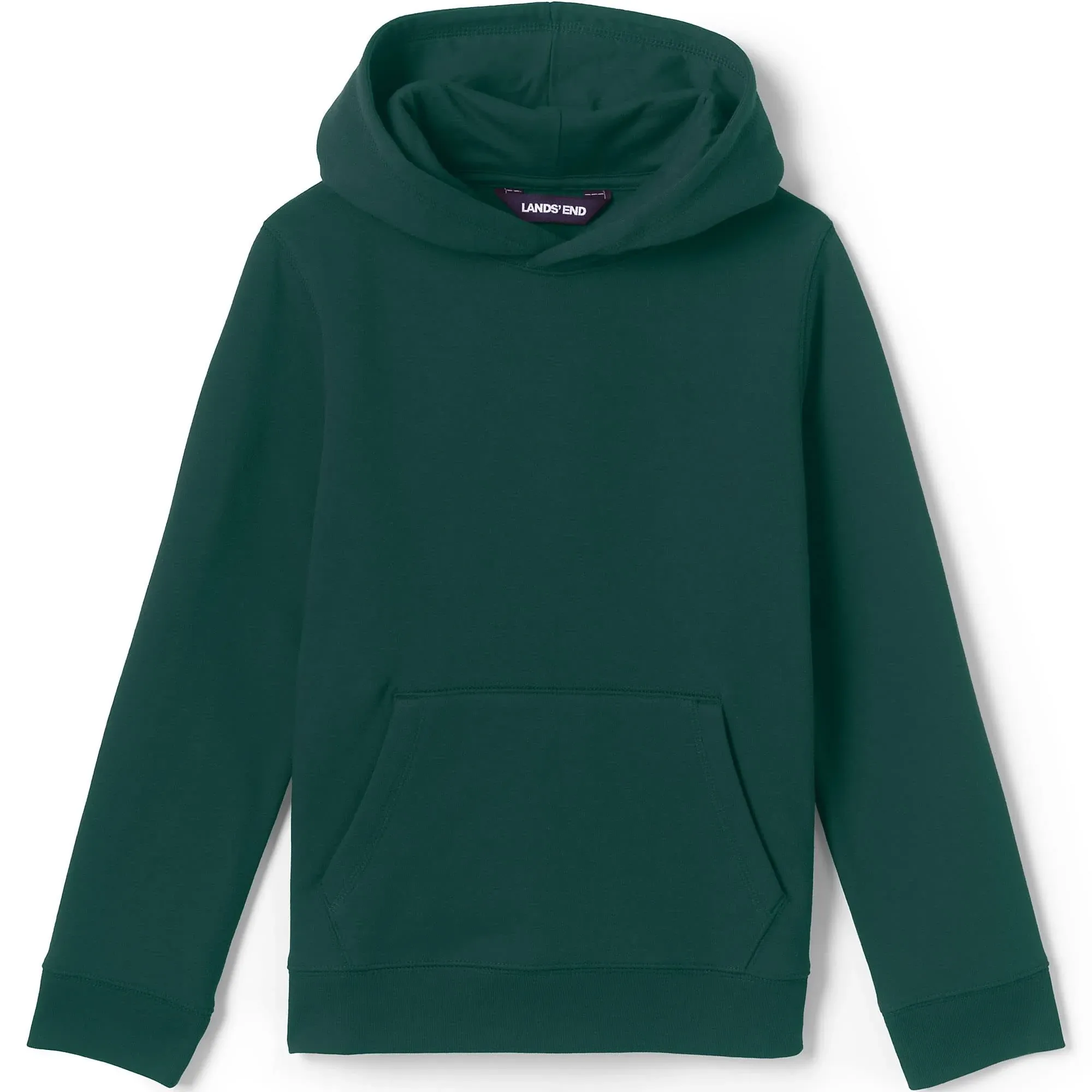 Lands' End School Uniform Kids Hooded Pullover Sweatshirt - Large - Evergreen