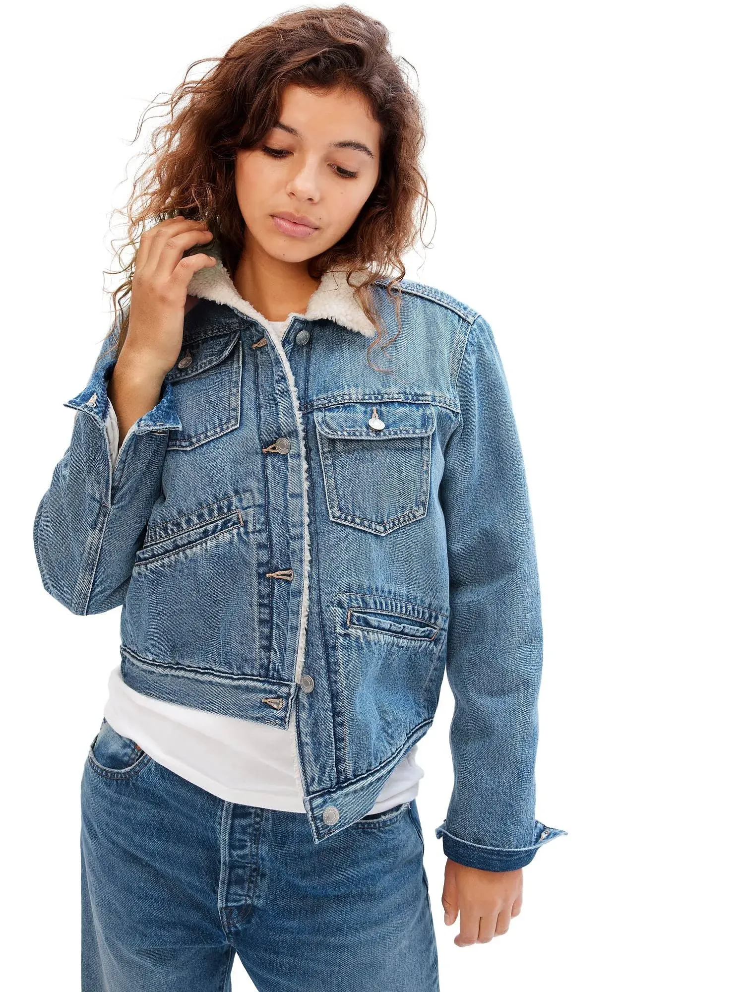 GAP Women's Sherpa Icon Denim Jacket