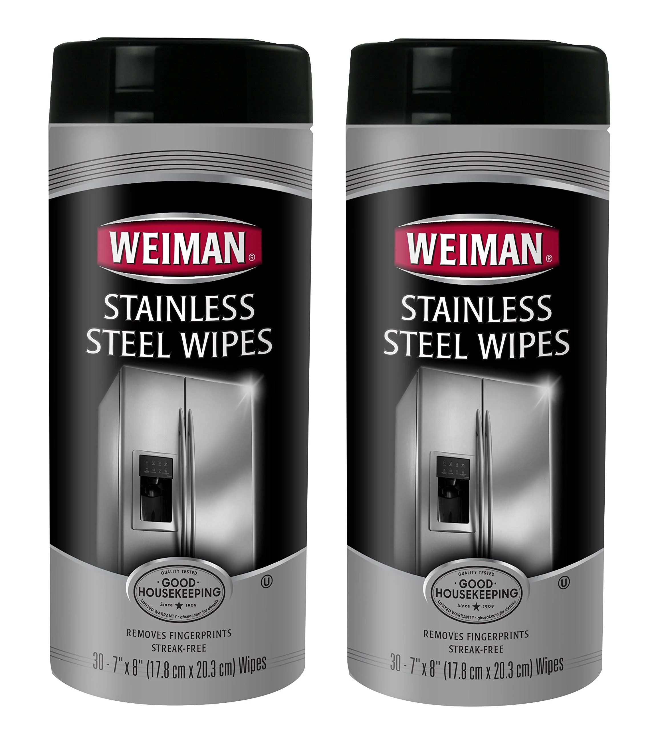 Weiman Stainless Steel Cleaner Wipes Fingerprint Resistant Removes Watermarks and Grease, 2 Pack